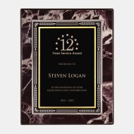 Black/Gold Plate on Horiz./Verti. Burgundy Marble Plaque